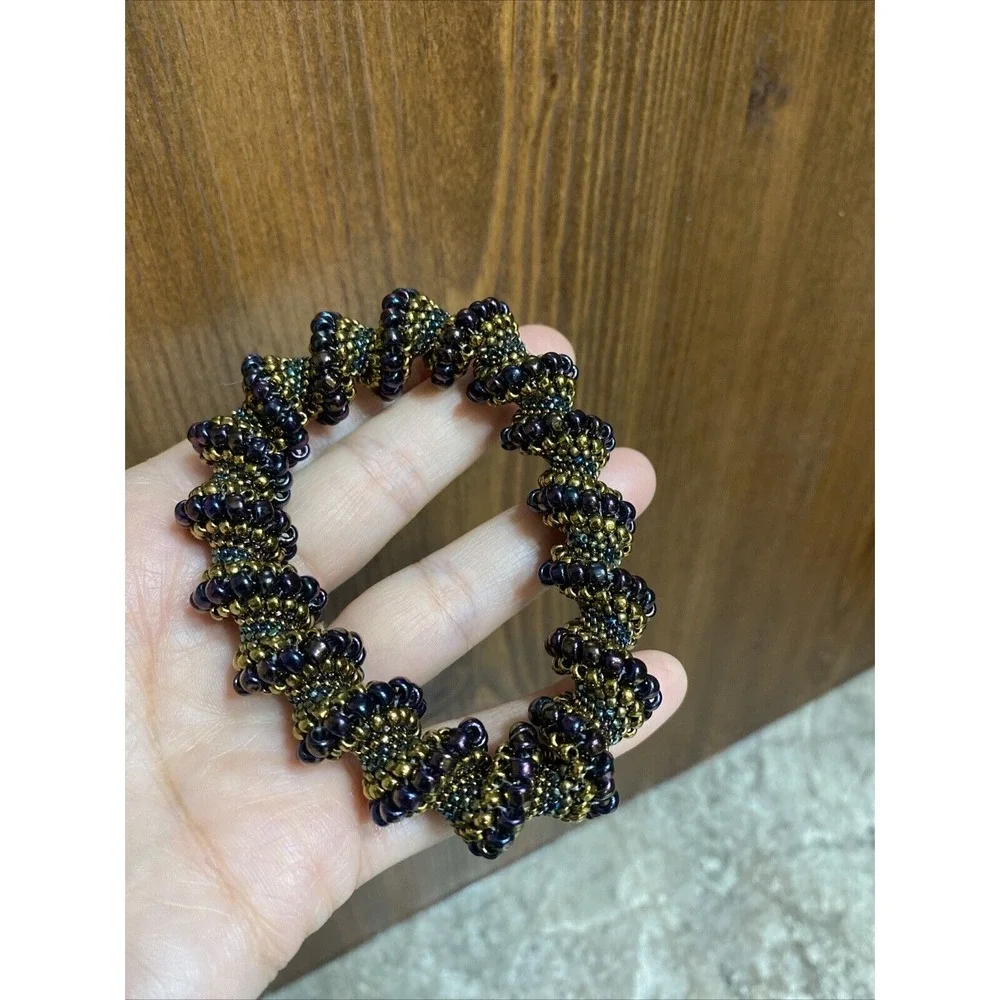 Purple Gold & Green Twisted Bead Bracelet‎